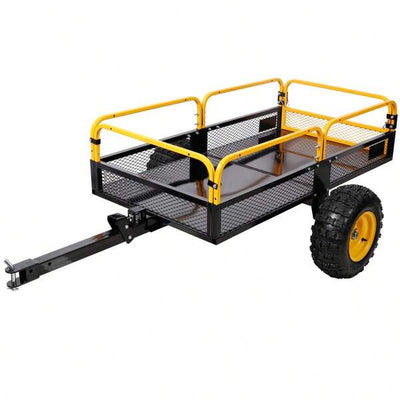 Heavy-Duty Trailing Utility Wagon 1000 Lbs Capacity For Yard Garden Farm Hauling High Load Capability Steel Frame Large Volume Utility Trailer Multi-Terrain Use Heavy Load Transport Tool-XY414156